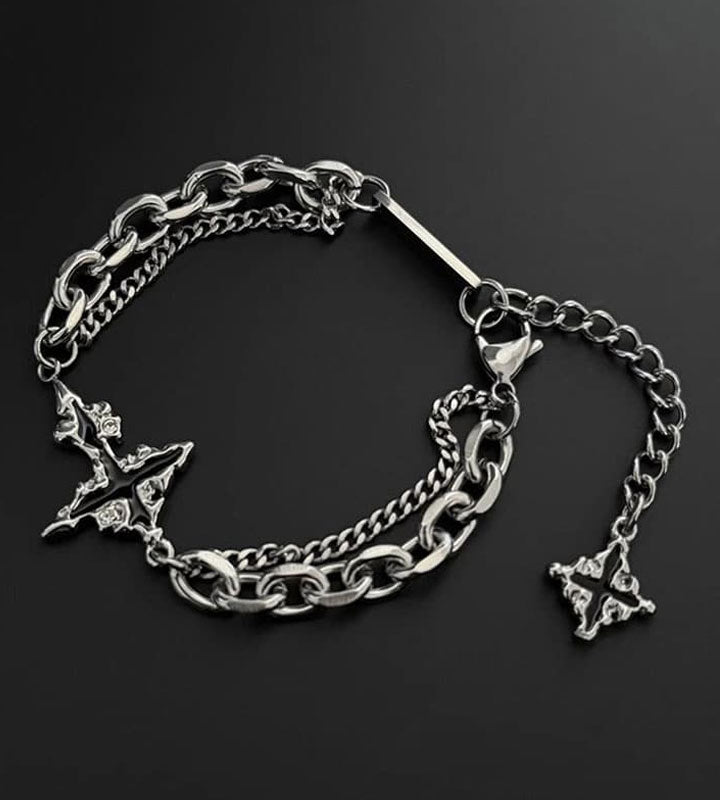 Bohonaut Handmade Cross Tibetan Silver Bracelet for Men