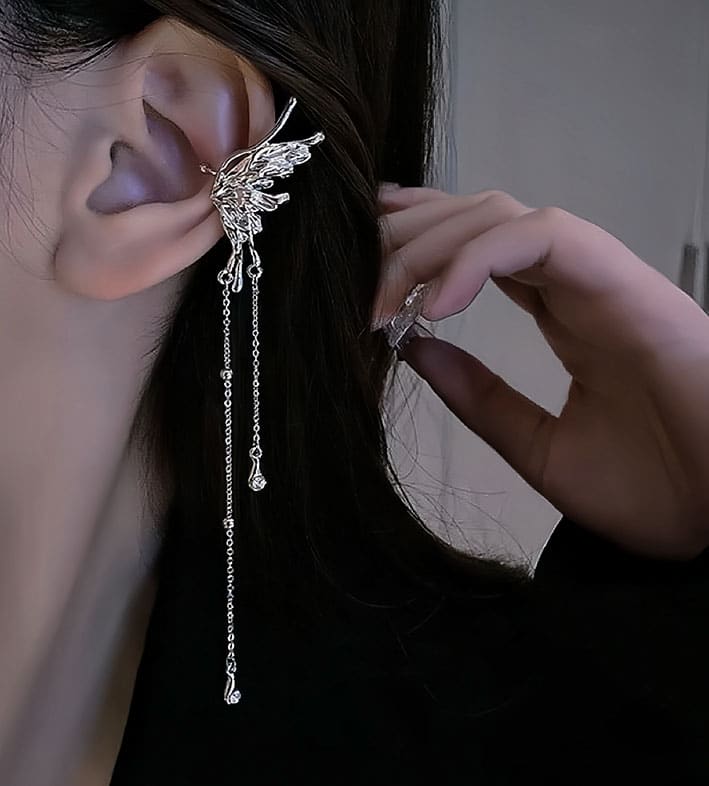 Elf Butterfly Tassel Ear Clips