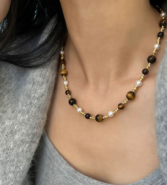Freshwater Tiger Eye Maillard Necklace