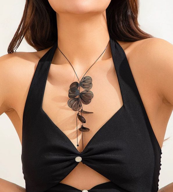 Bohonaut Ginkgo Leaf Gold Tassel Necklace For Women