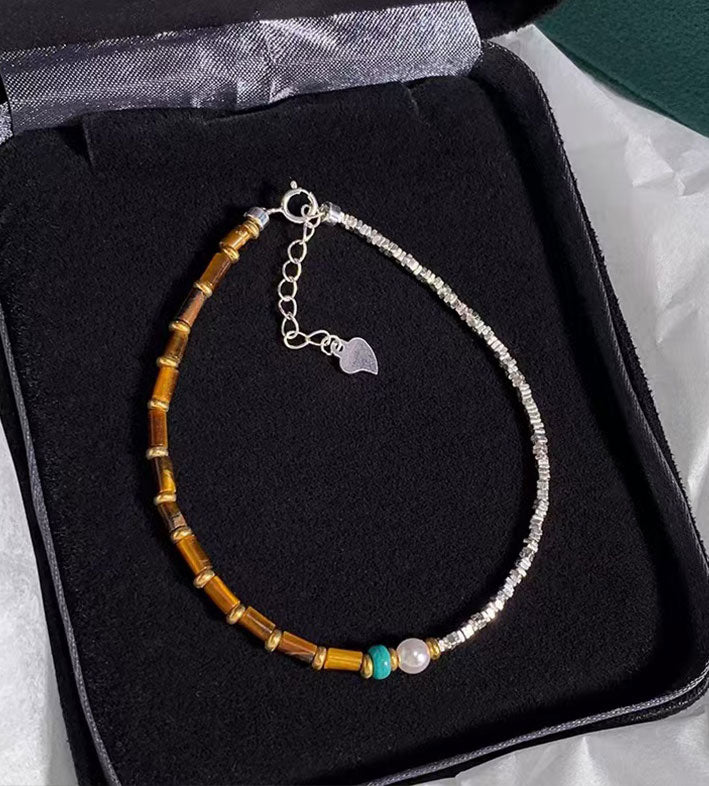 Irregular Tiger Eye Turquoise Bracelet