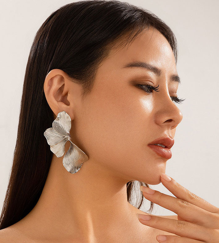 Irregularly Pleated Petal Earrings
