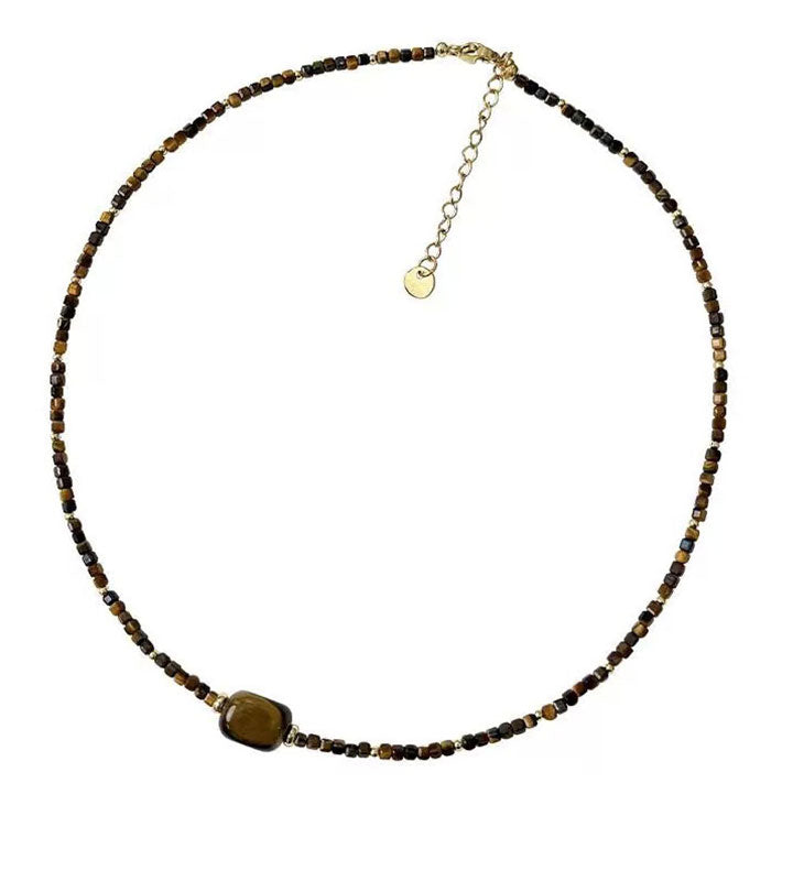 Maillard Sugar Cube Tiger Eye Necklace