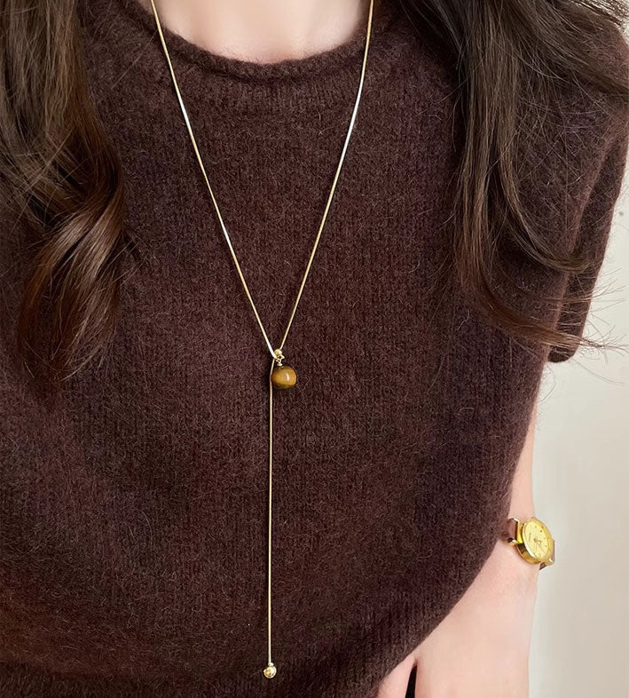 Maillard Tiger Eye Tassel Necklace