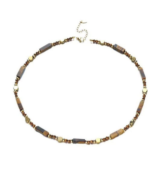 Natural Tiger Eye Stone Ethnic Style Necklace