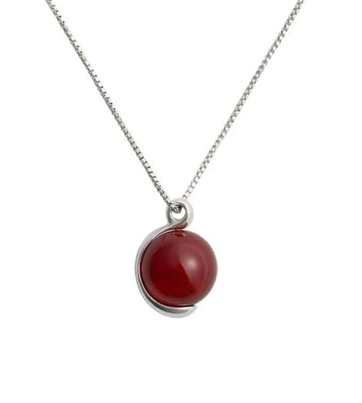 Bohonaut Handmade Red Agate Chinese Style Necklace for Women