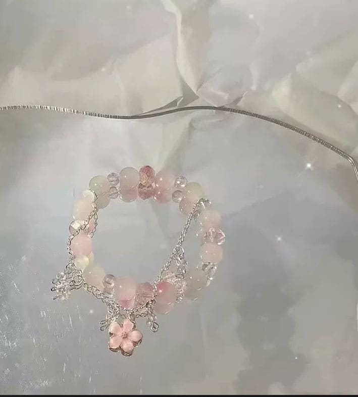 Bohonaut Handmade Peach Blossom Glazed Ceramic Bracelet for Women