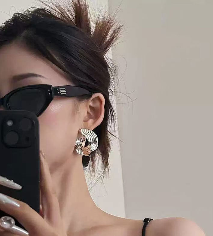 Pleated Irregular Metal Earrings