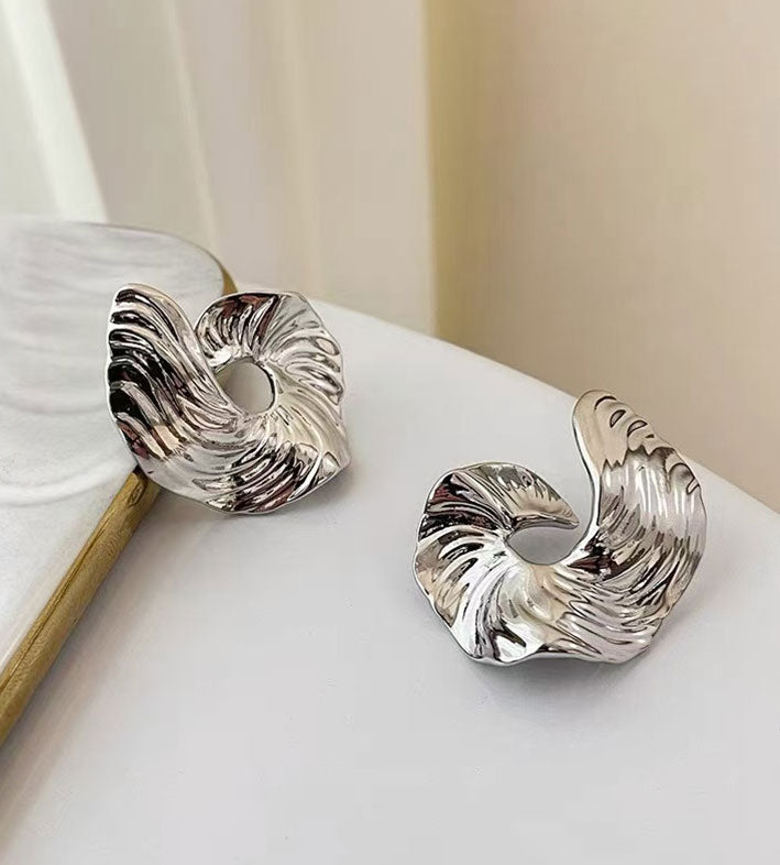 Pleated Irregular Metal Earrings