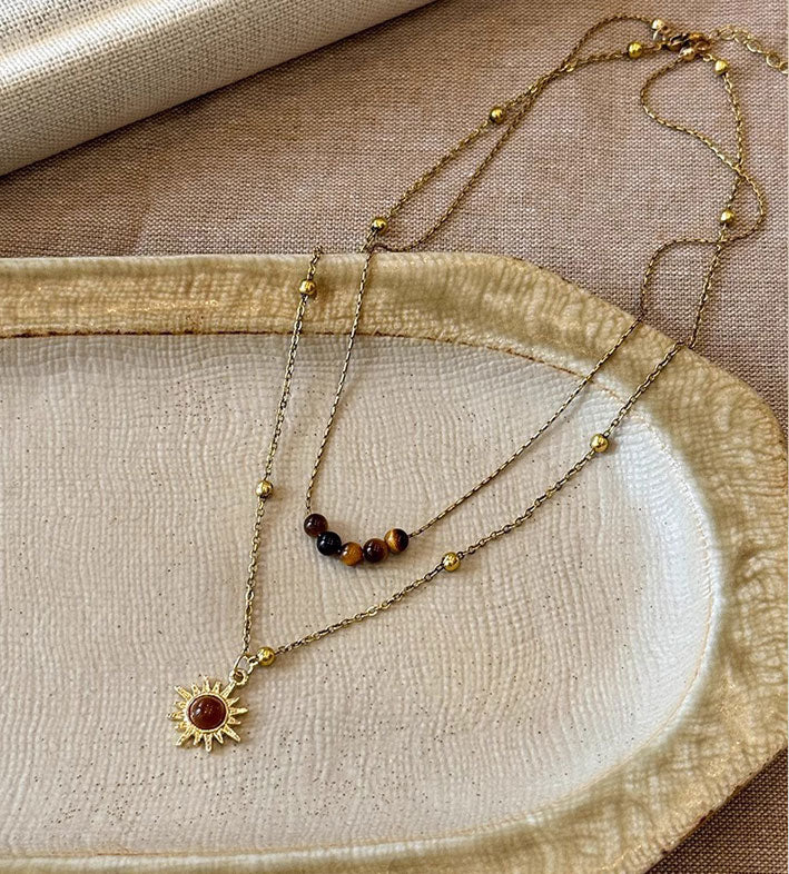 Sunflower Tiger Eye Stone Necklace