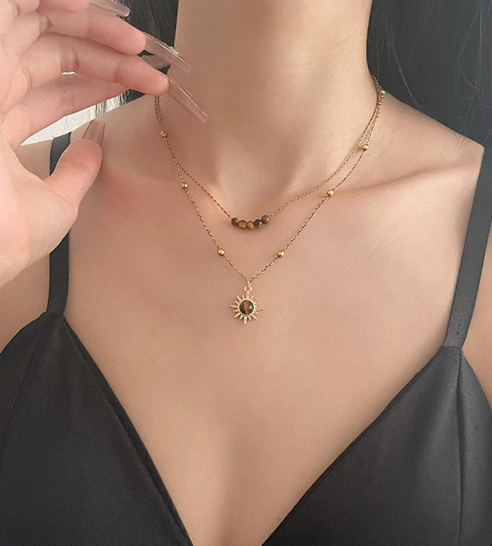 Sunflower Tiger Eye Stone Necklace