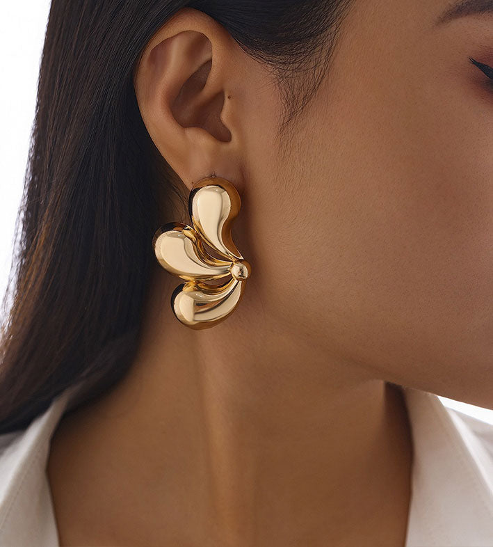 Three-petal Drop Flower Earrings