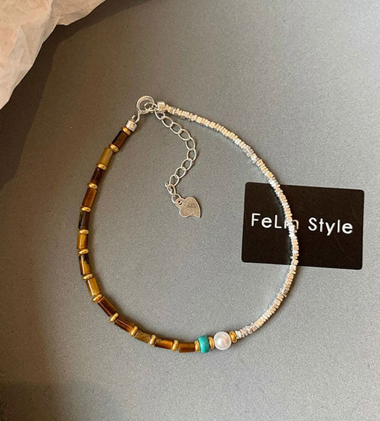 Irregular Tiger Eye Turquoise Bracelet