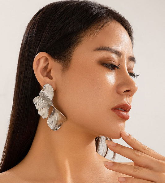 Irregularly Pleated Petal Earrings