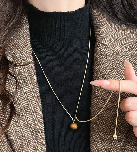 Maillard Tiger Eye Tassel Necklace