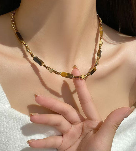 Natural Tiger Eye Stone Ethnic Style Necklace