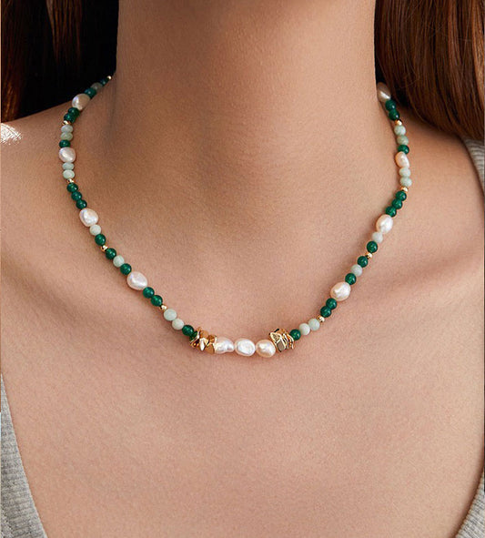 Natural Stone Baroque Pearl Necklace