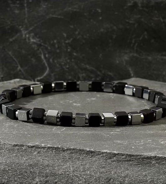 Square Cylindrical Iron Gallstone Bracelet