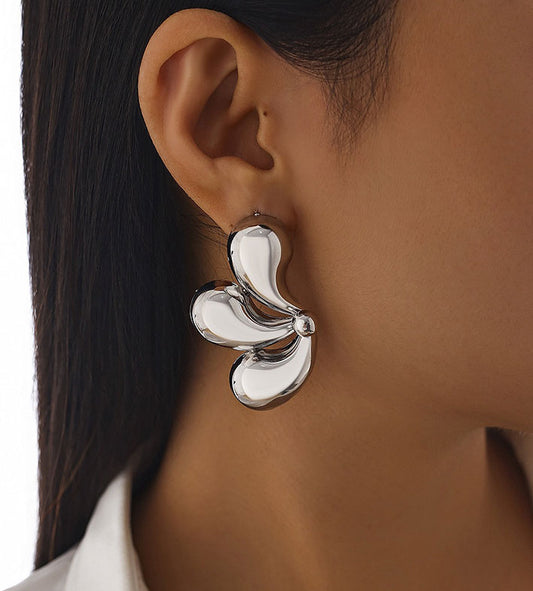 Three-petal Drop Flower Earrings