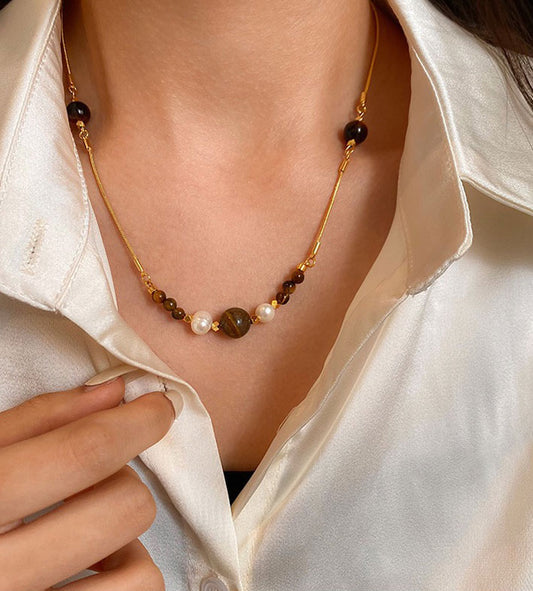 Gold Tiger Eye Turquoise Necklace